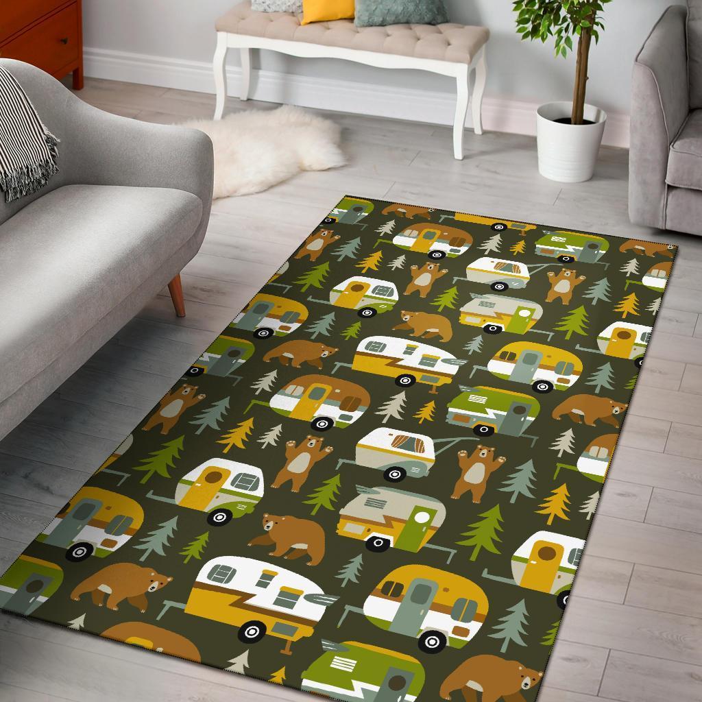 Camper Van Print Pattern Area Limited Edition Rectangle Rug