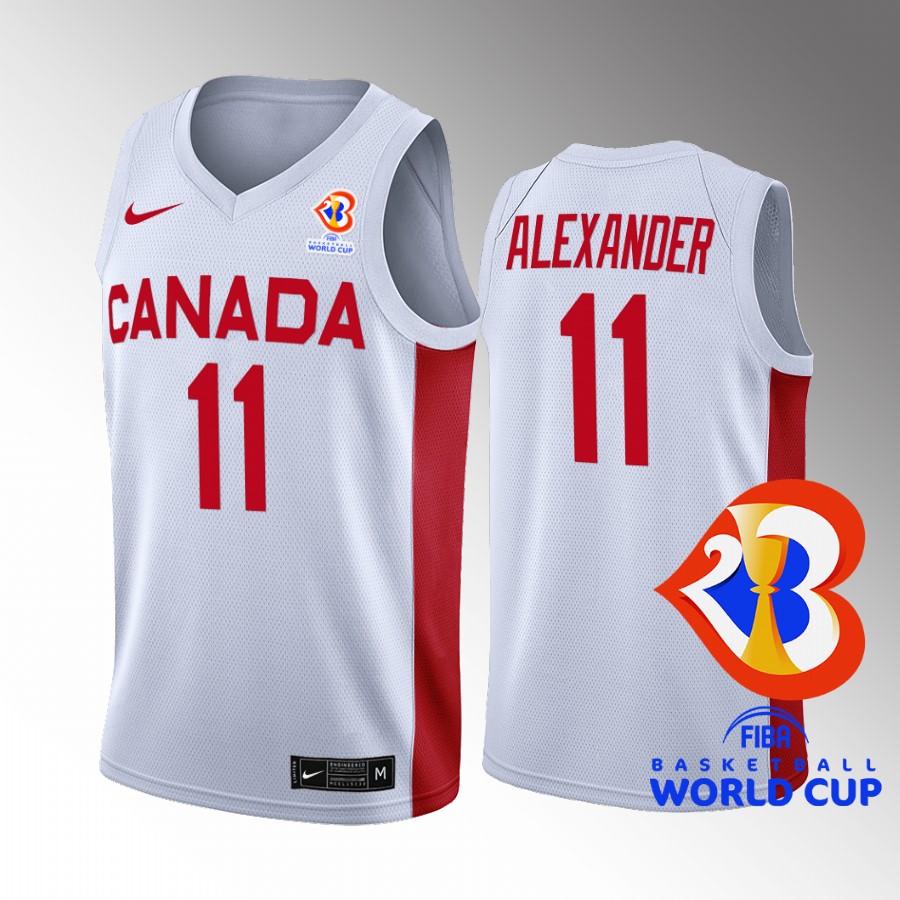 Canada Team #11 Kyle Alexander 2023 FIBA World Cup Home Men Jersey White