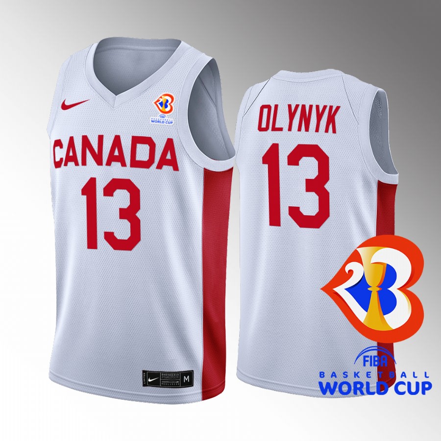 Canada Team #13 Kelly Olynyk 2023 FIBA World Cup Home Men Jersey White