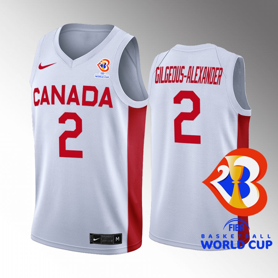Canada Team #2 Shai Gilgeous-Alexander 2023 FIBA World Cup Home Men Jersey White