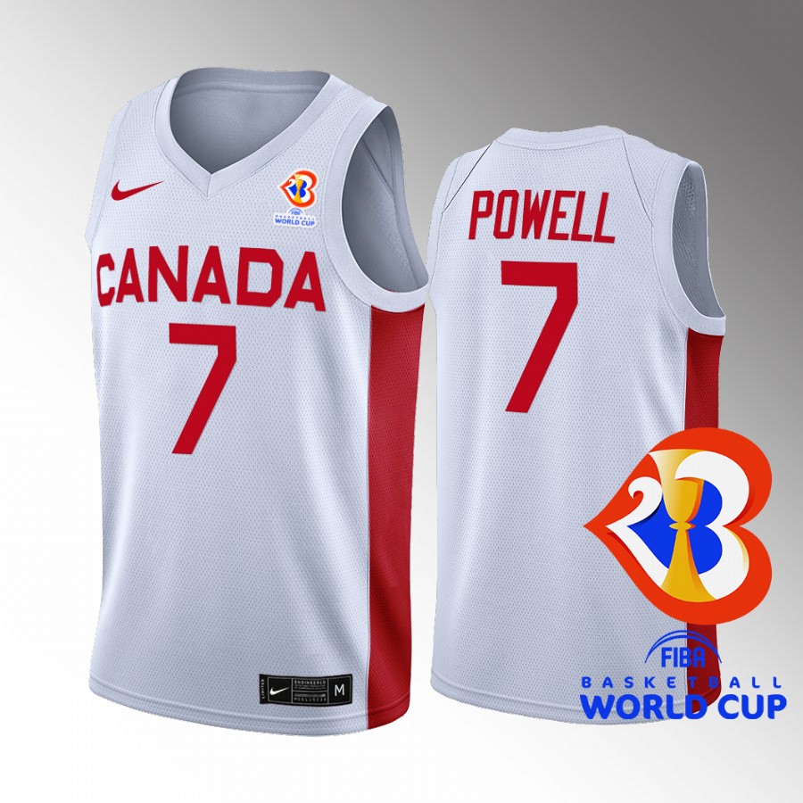 Canada Team #7 Dwight Powell 2023 FIBA World Cup Home Men Jersey White