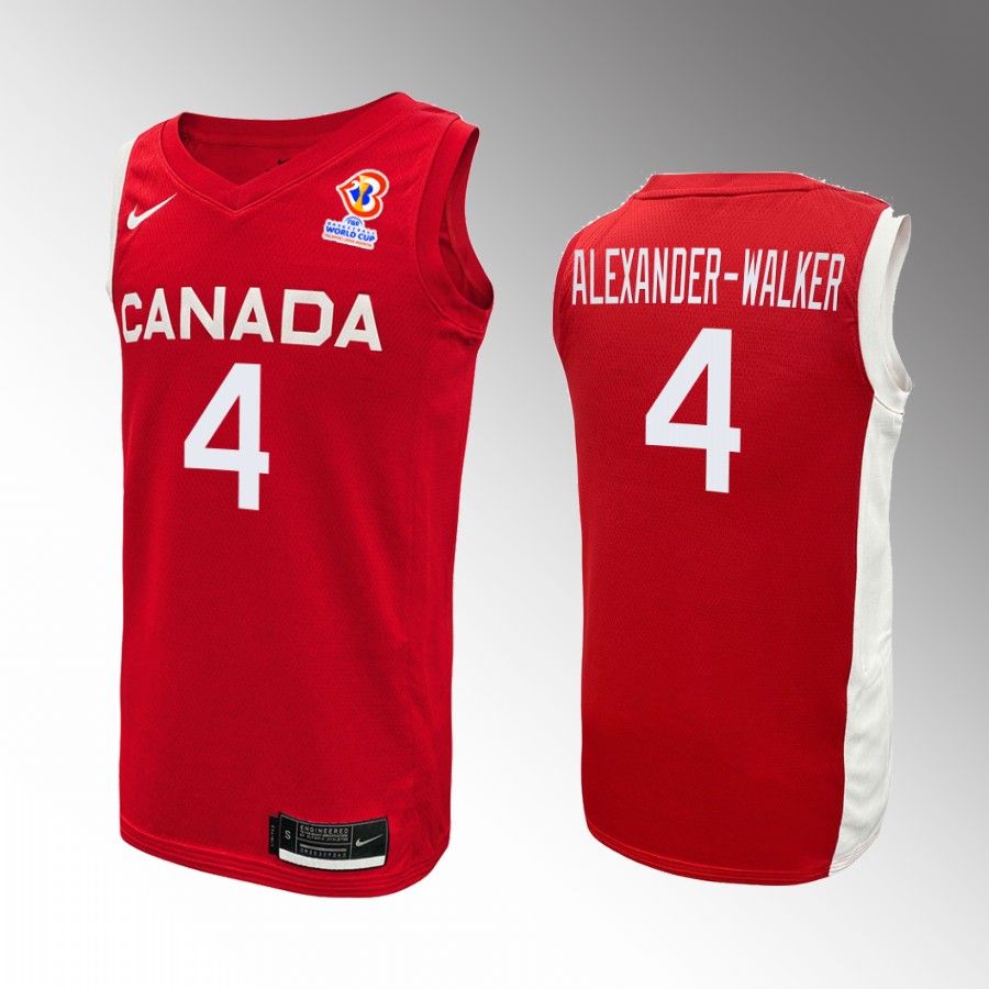 Canada Team Nickeil Alexander-Walker #4 2023 FIBA World Cup Red Jersey