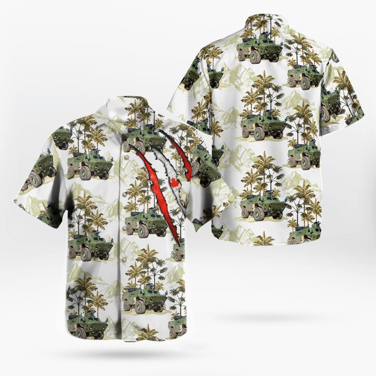 Canadian Army TAPV Tactical Armoured Patrol Vehicle Forest Hawaiian Shirt