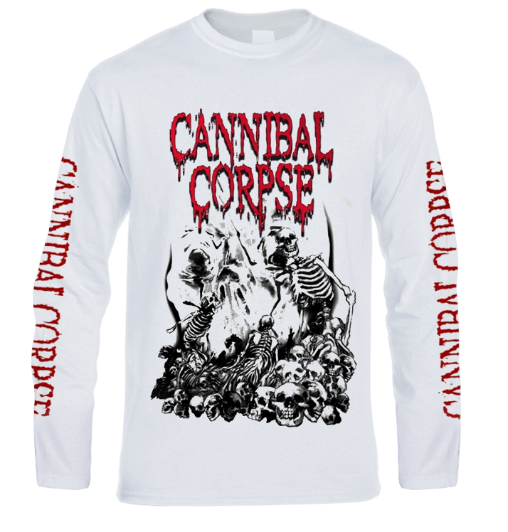 CANNIBAL CORPSE - 'Pile Of Skulls - White' Long Sleeve