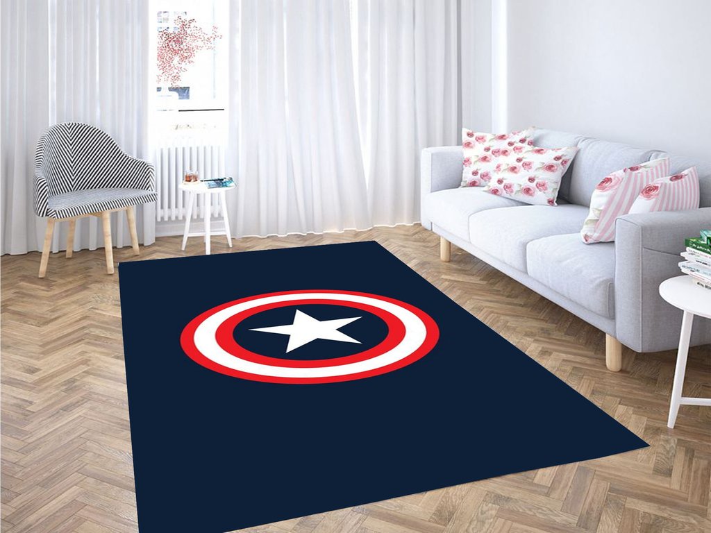 Captain America Blue Living Room Modern Carpet Rectangle Rug