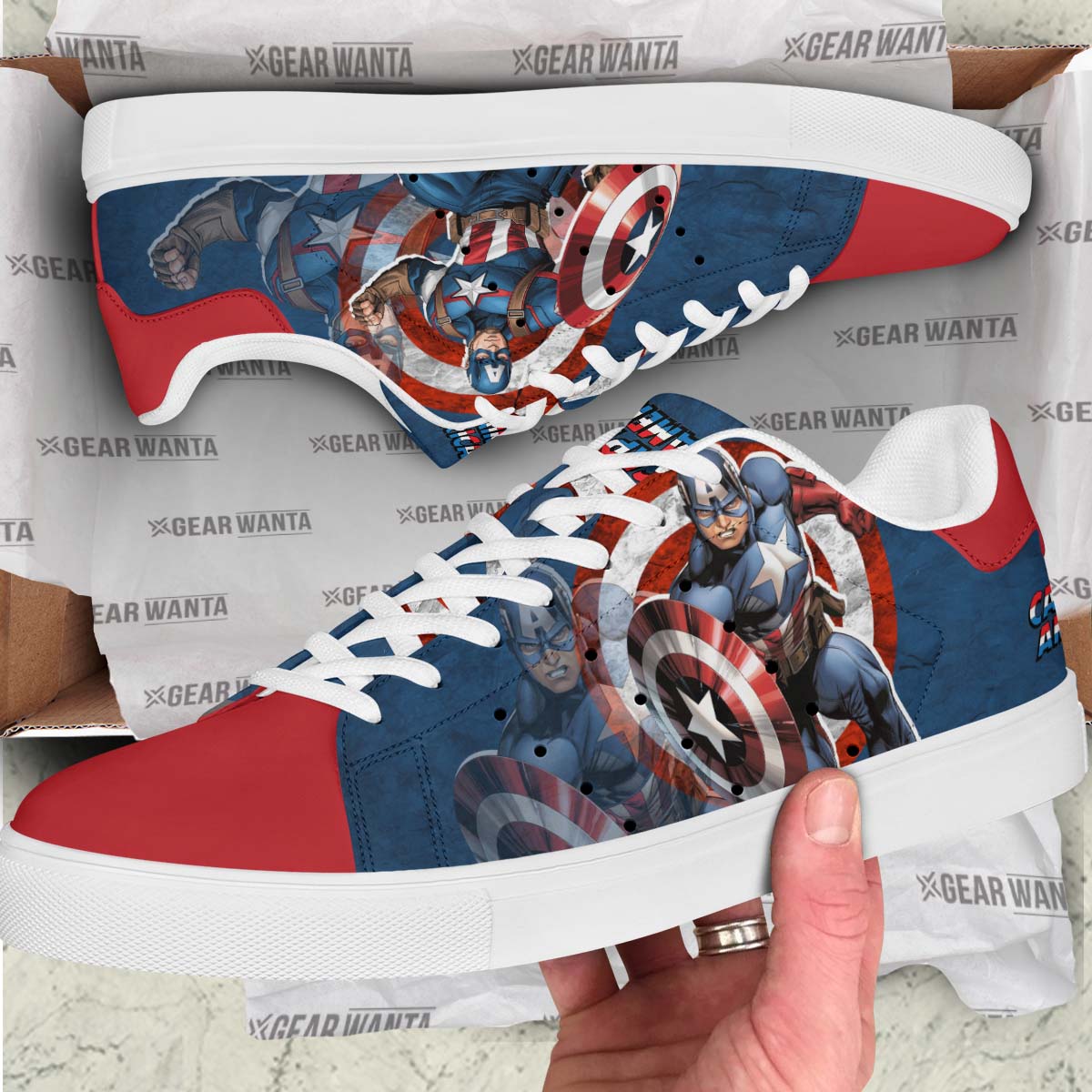 Captain America Custom Skate Shoes Comic Style