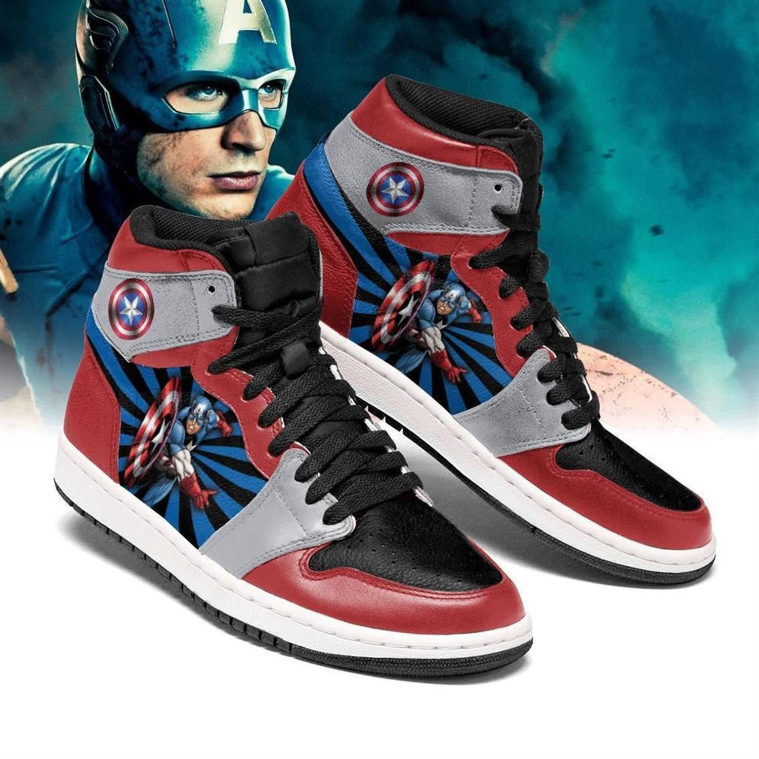 Captain America Marvel 1 High Top Air Jordan Sneaker, Air Jordan Hightop