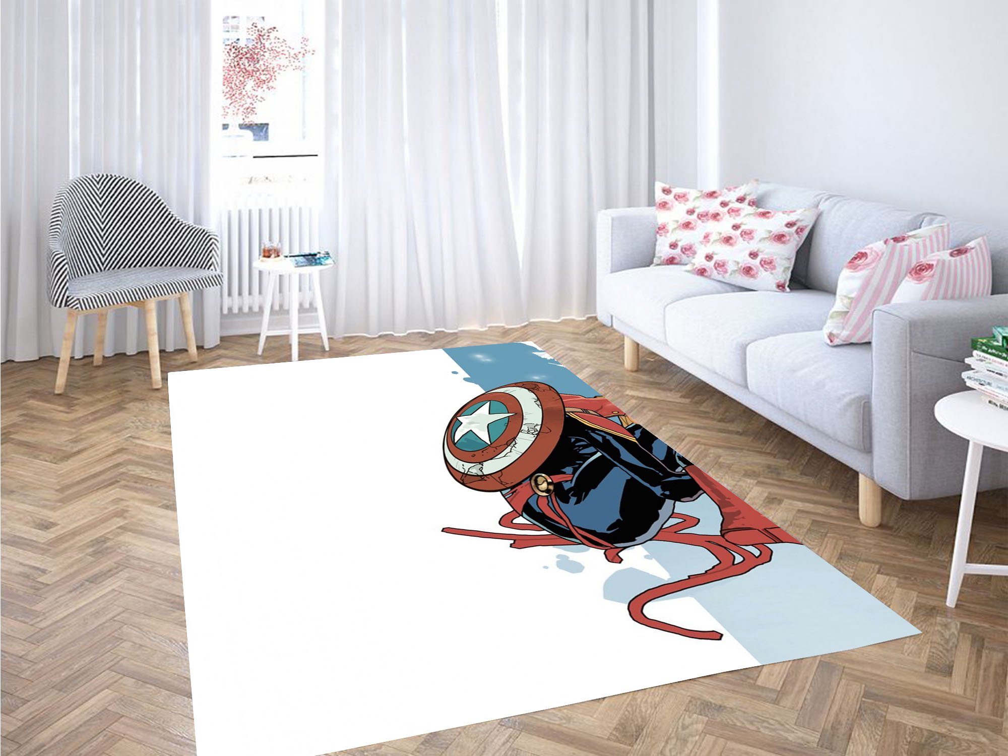 Captain America X Captain Marvel Carpet Rectangle Rug