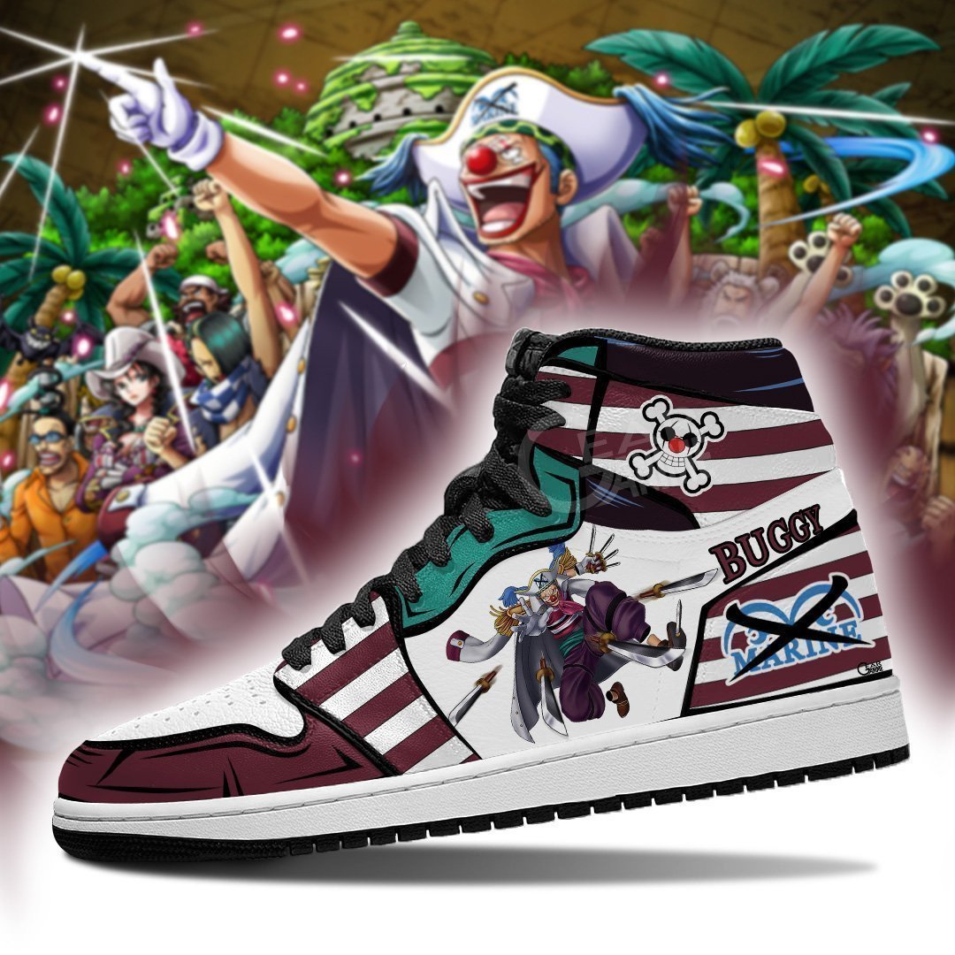 Captain Buggy JD1s Sneakers Anime One Piece Shoes, Air Jordan Hightop