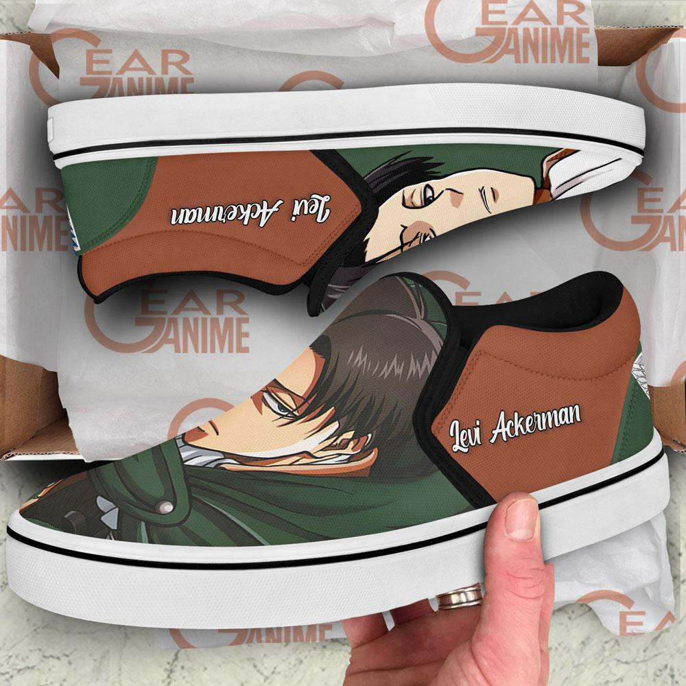 Captain Levi Ackerman Slip-On Shoes Canvas Custom Anime Attack On Tian Shoes