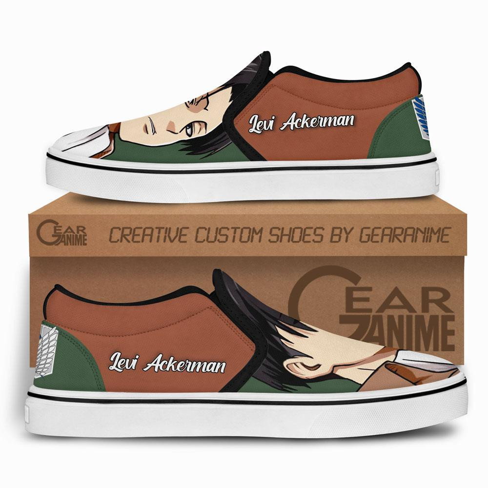 Captain Levi Ackerman Slip-On Shoes Canvas Custom Anime Attack On Tian Shoes