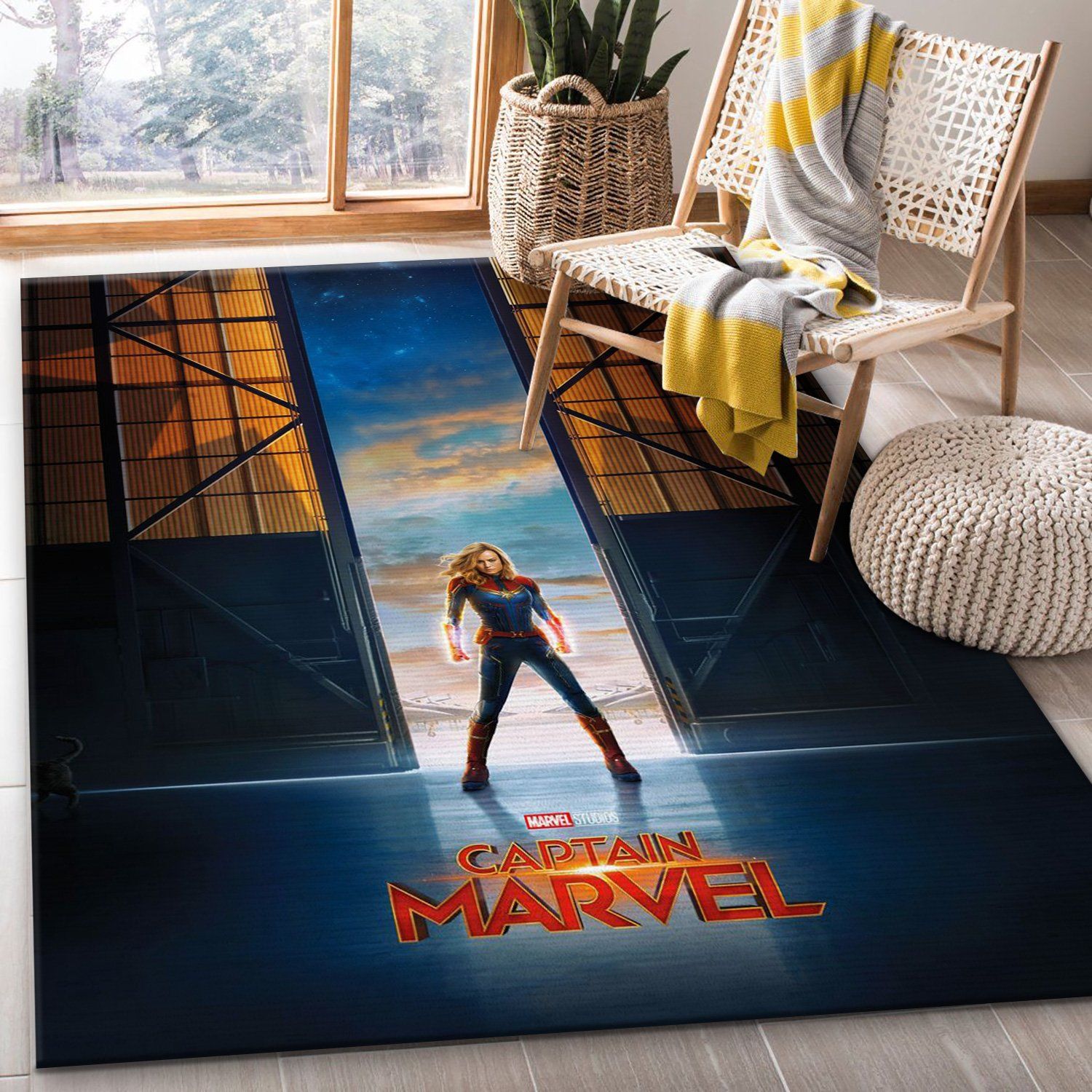 Captain Marvel Comics Rectangle Rug – Custom Size And Printing