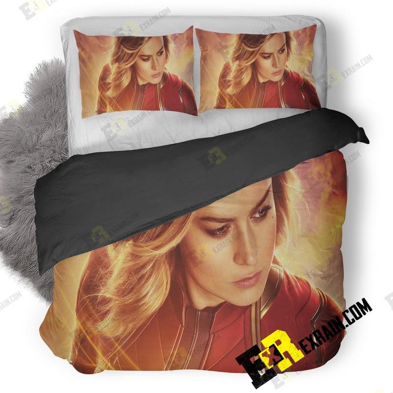 Captain Marvel Real 3D Poster Customized Duvet Cover Bedding Set