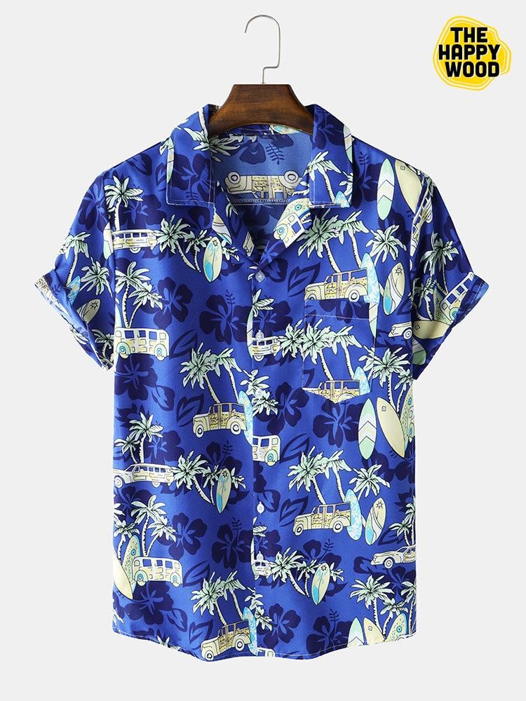 Car Coconut Tree Pattern Hawaiian Hawaii Shirt