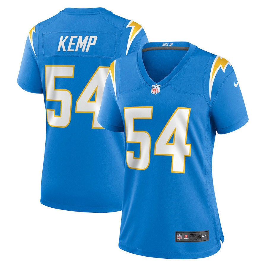 Carlo Kemp 54 Los Angeles Chargers Women’s Game Player Stitched Jersey – Powder Blue