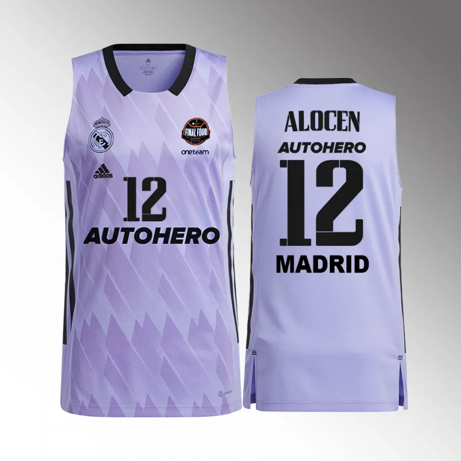Carlos Alocen 11th Euroleague Champions Real Madrid #12 Purple Jersey Away Shirt