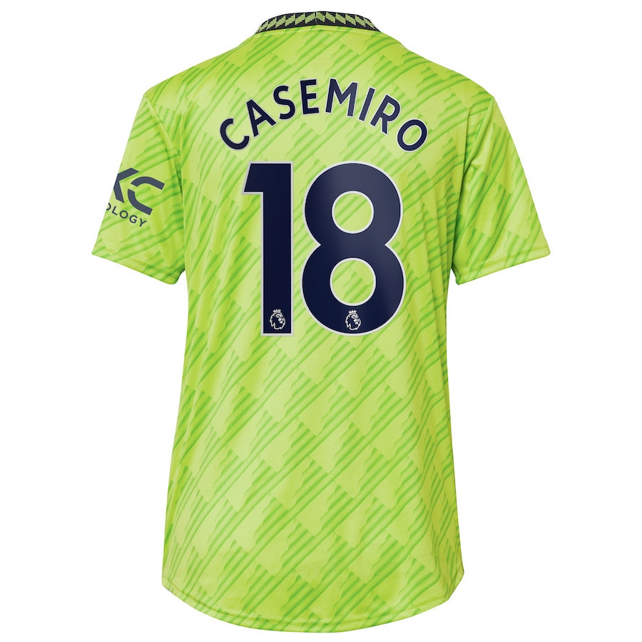 Carlos Casemiro 18 Manchester United Women’s 2022/23 Third Player Soccer Jersey – Neon Green