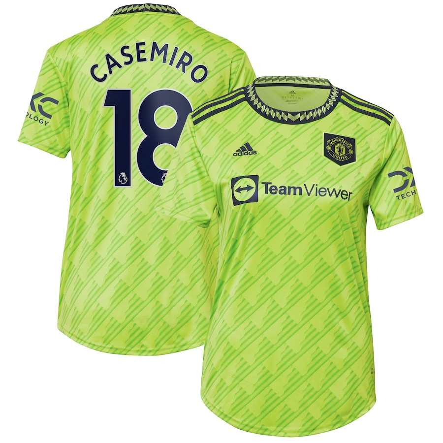 Carlos Casemiro 18 Manchester United Women’s 2022/23 Third Player Soccer Jersey – Neon Green