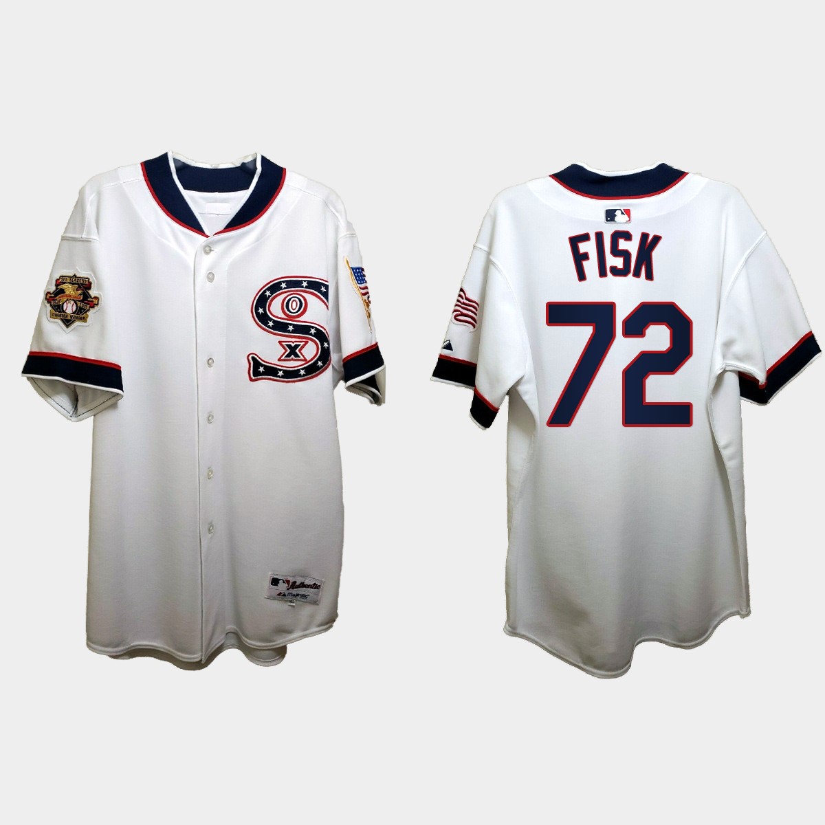 Carlton Fisk Chicago White Sox Independence Day 1917 Throwback Jersey - White