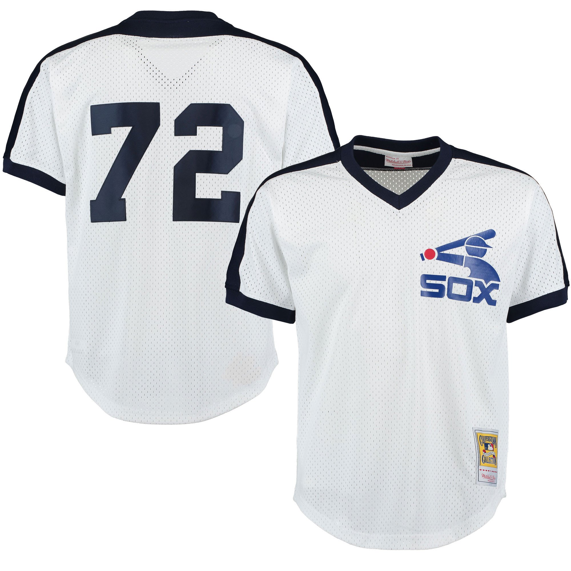 Carlton Fisk Chicago White Sox Mitchell And Ness Cooperstown Mesh Batting Practice Stitched Jersey – White