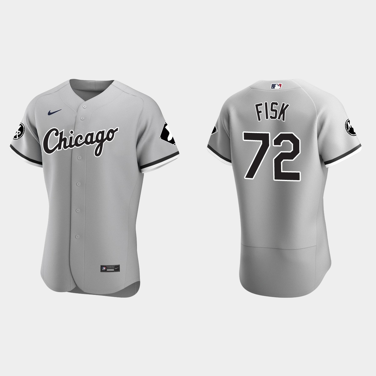 Carlton Fisk Chicago White Sox MR Patch Jersey – Gray