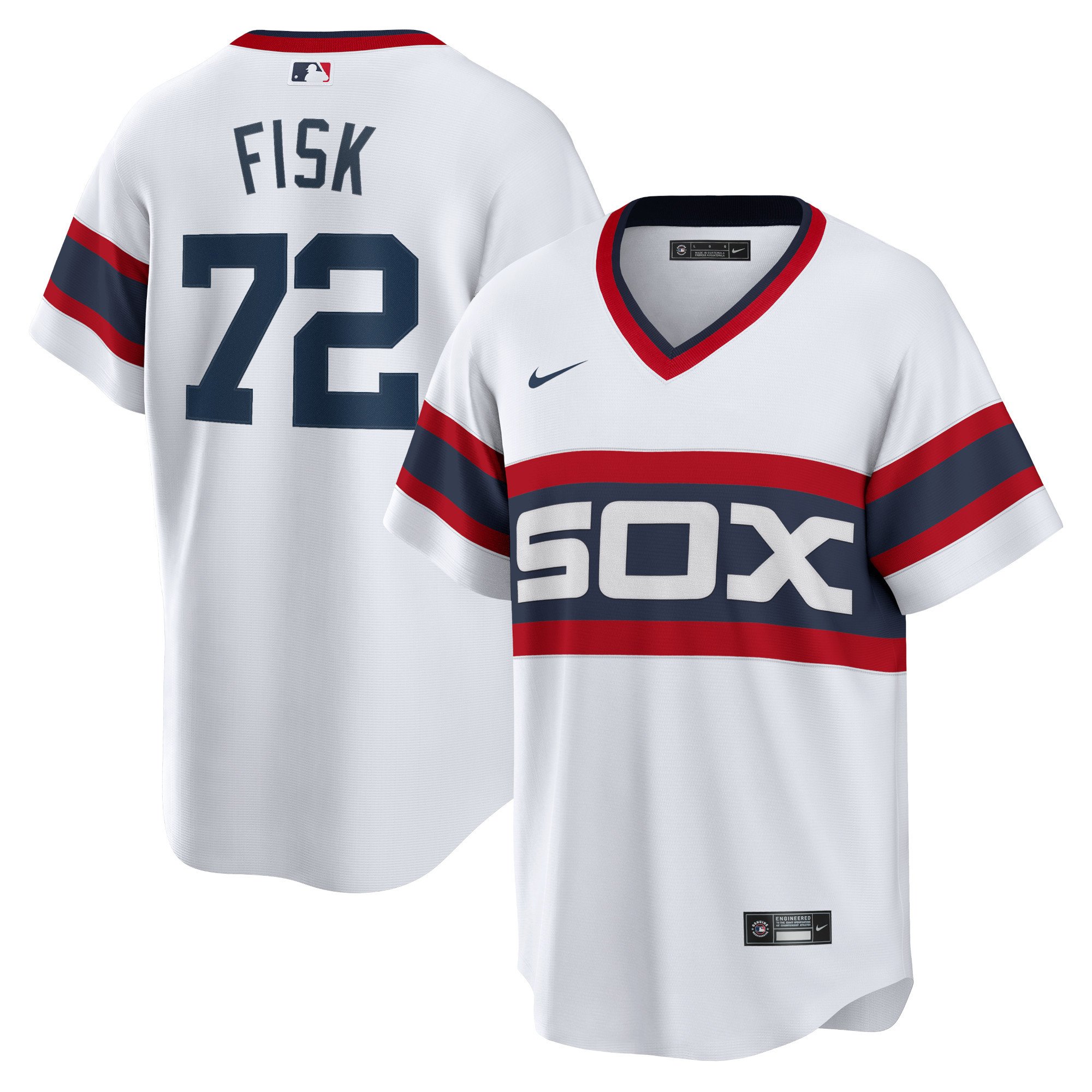 Carlton Fisk Chicago White Sox Nike Home Cooperstown Collection Team Player Stitched Jersey – White