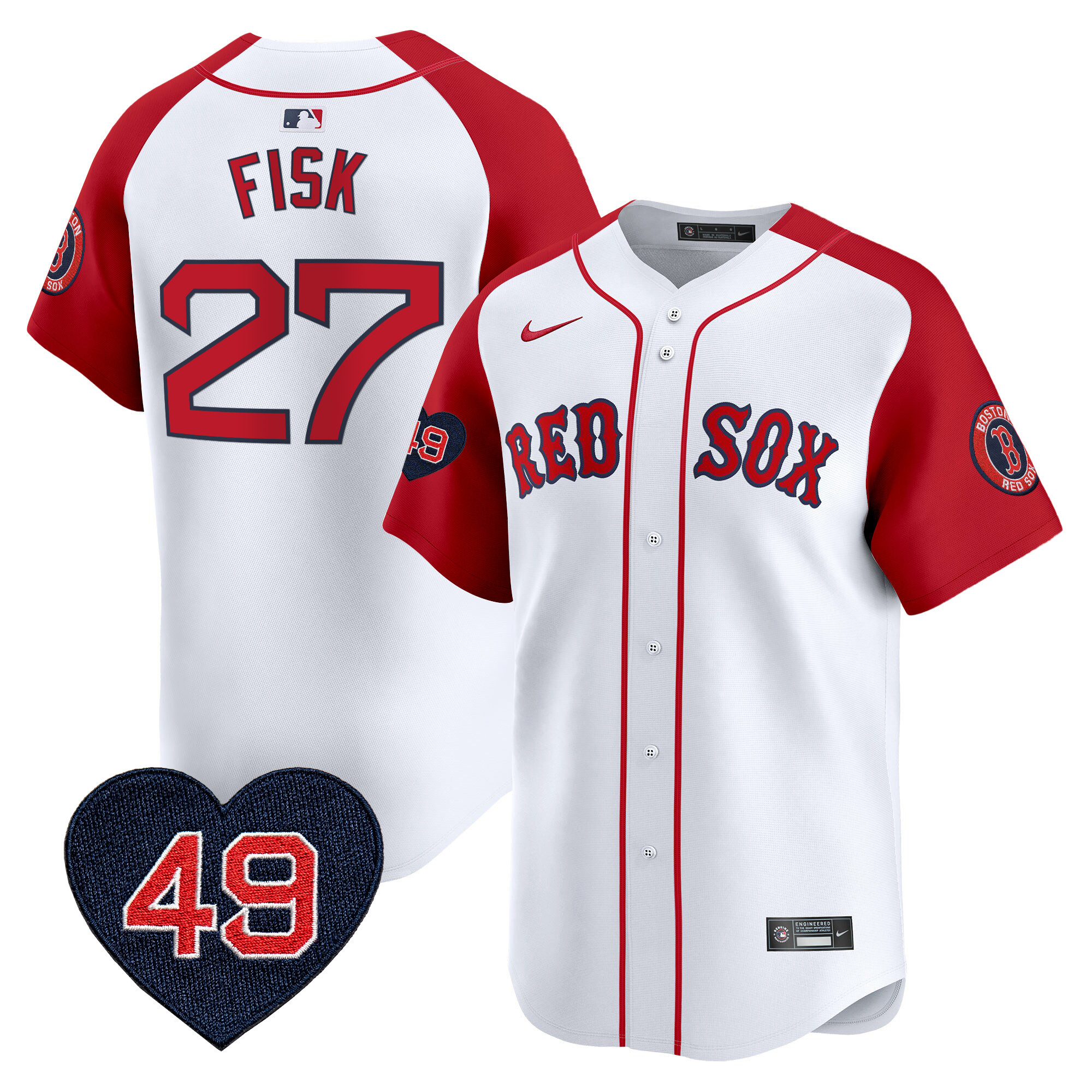 Carlton Fisk Men's Boston Red Sox Tim Wakefield Patch Vapor Premier Limited Red Alternate Jersey - All Stitched
