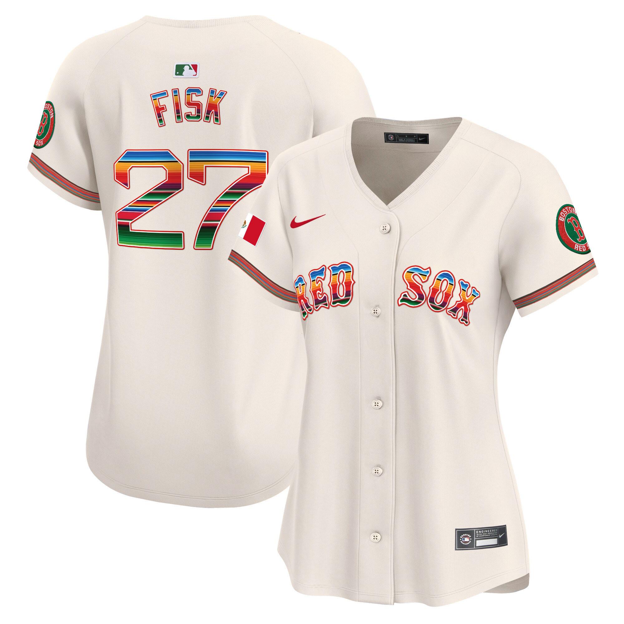 Carlton Fisk Women's Boston Red Sox Mexico Vapor Premier Limited Cream Jersey - All Stitched