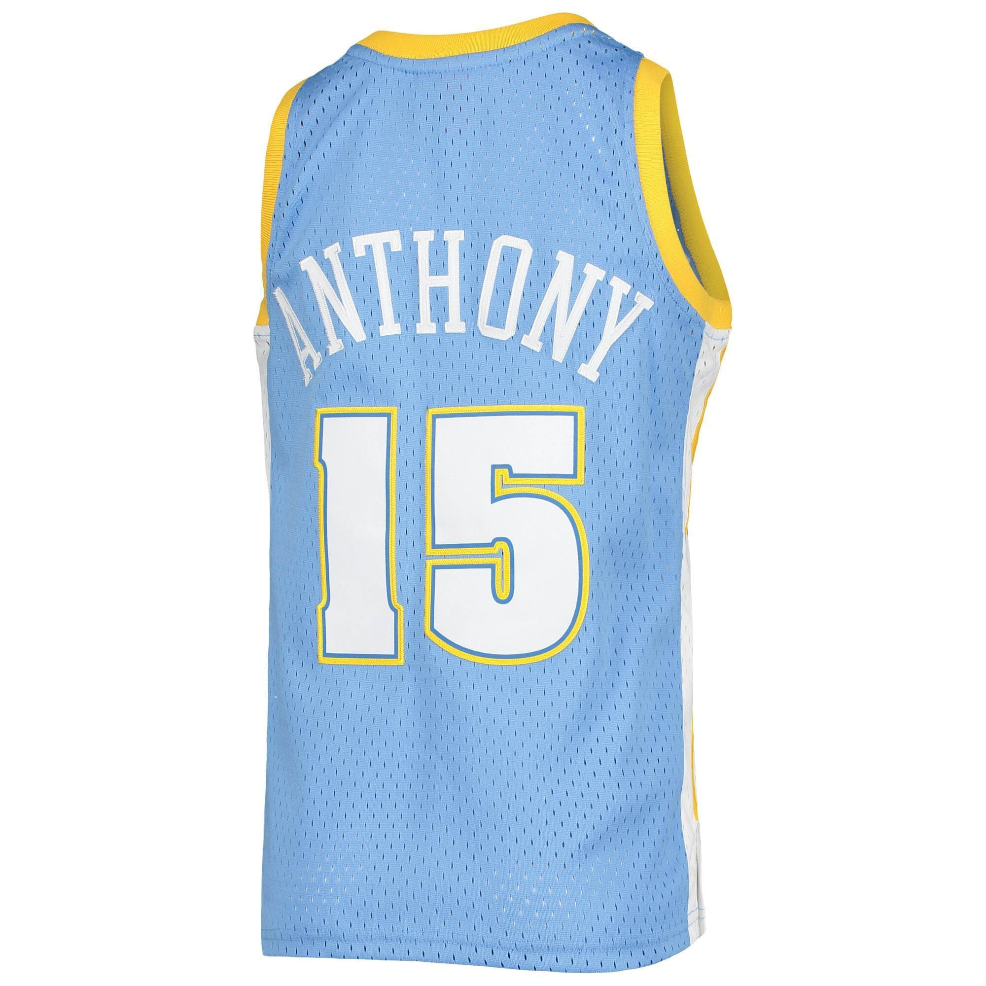 Carmelo Anthony Denver Nuggets Mitchell  Ness Youth 2003-04 Hardwood Classics Swingman Jersey – Powder Blue