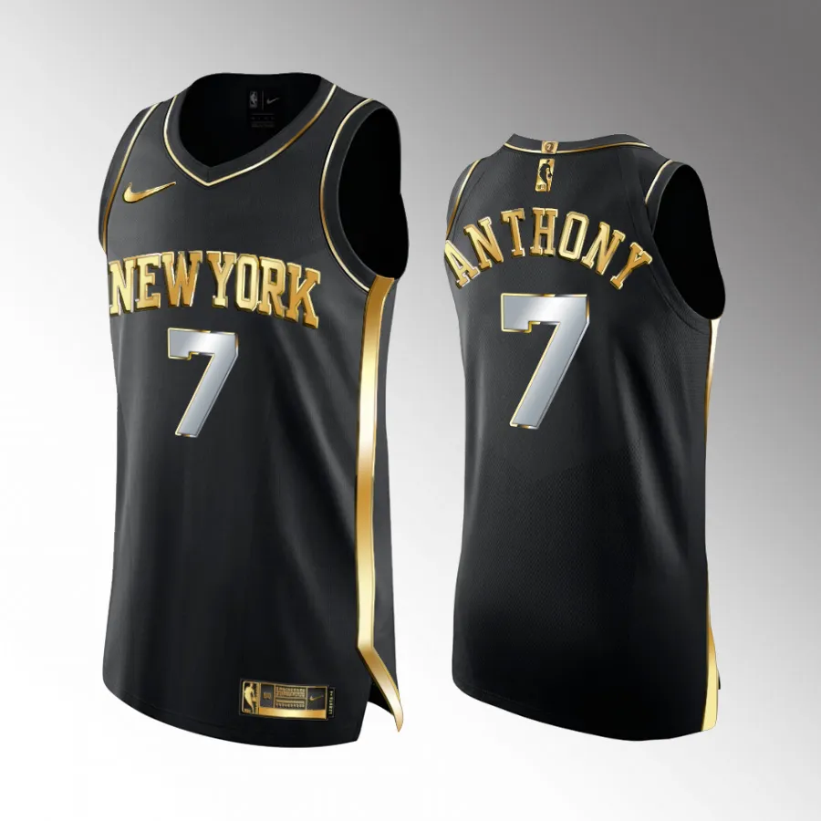 Carmelo Anthony Retirement New York Knicks #7 Black Jersey 2011-2017 Golden Commemorative