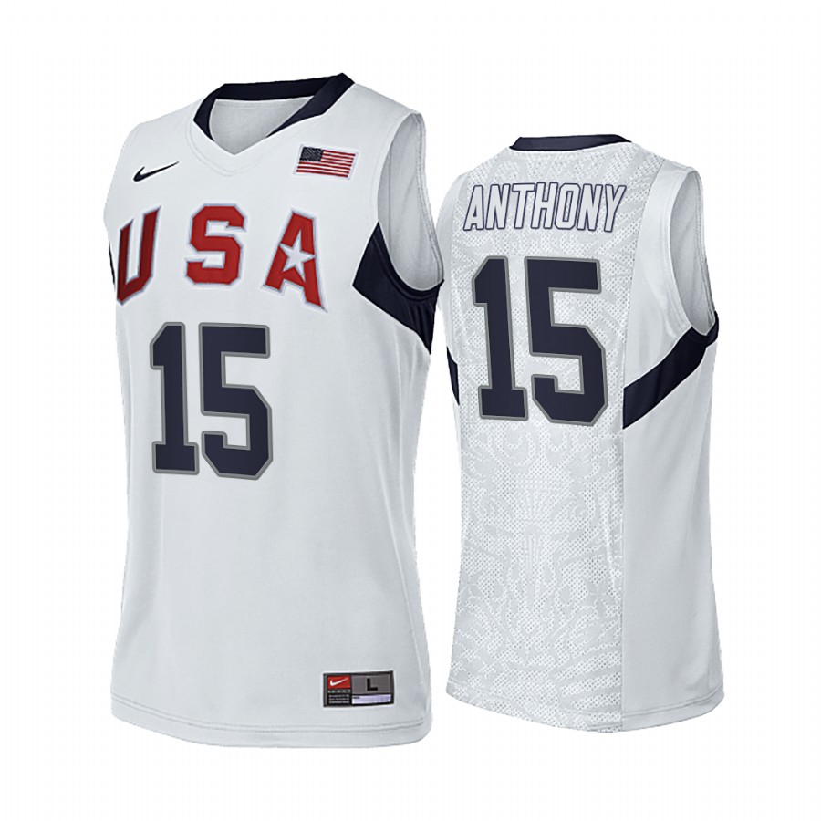 Carmelo Anthony USA #15 White 2008 Summer Olympics Gold Winner Jersey