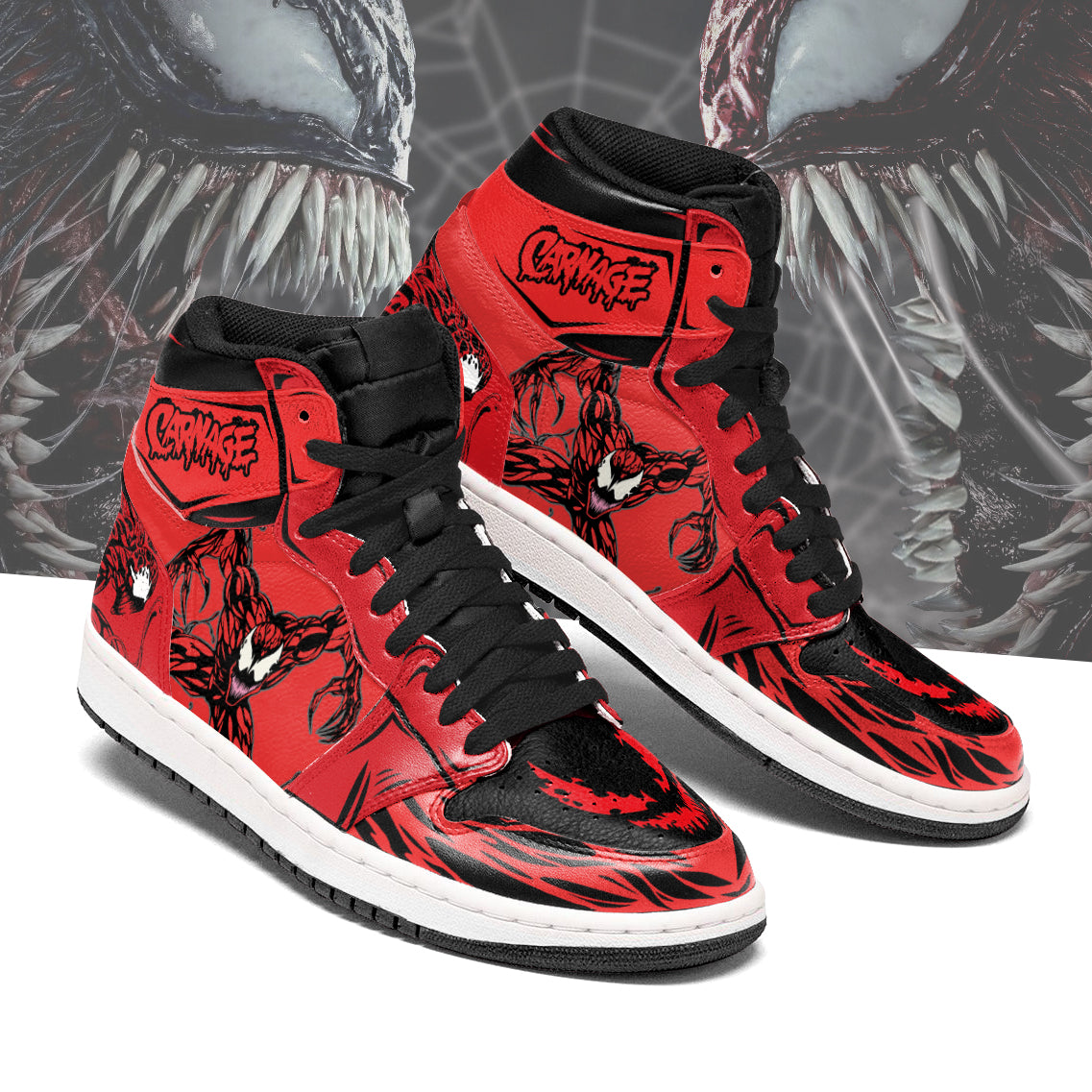 Carnage Venom JD Sneakers Shoes, Air Jordan Hightop