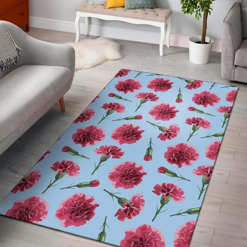 Carnations Pattern Print Design Limited Edition Rectangle Rug