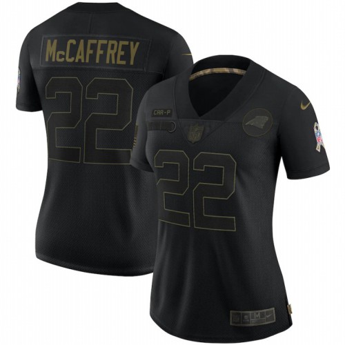 Carolina Carolina Panthers #22 Christian McCaffrey Women’s 2020 Salute To Service Jersey Black Womens