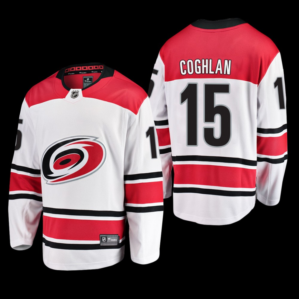 Carolina Hurricanes #15 Dylan Coghlan White 2022 Away Breakaway Player Jersey