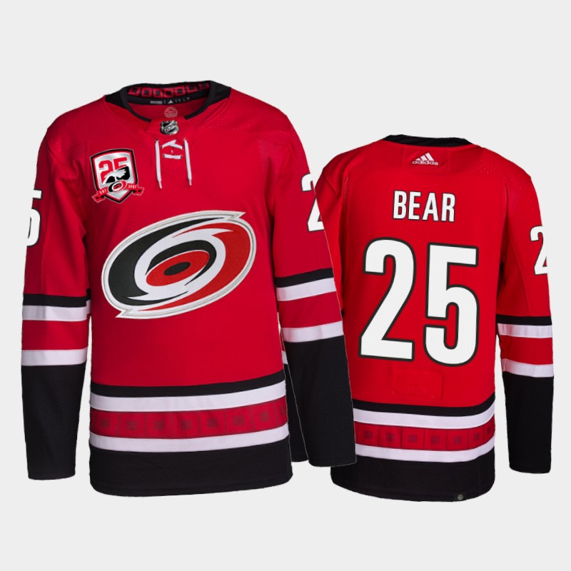 Carolina Hurricanes 2022-23 25th Anniversary Logo Jersey Ethan Bear Red #25 Home Uniform