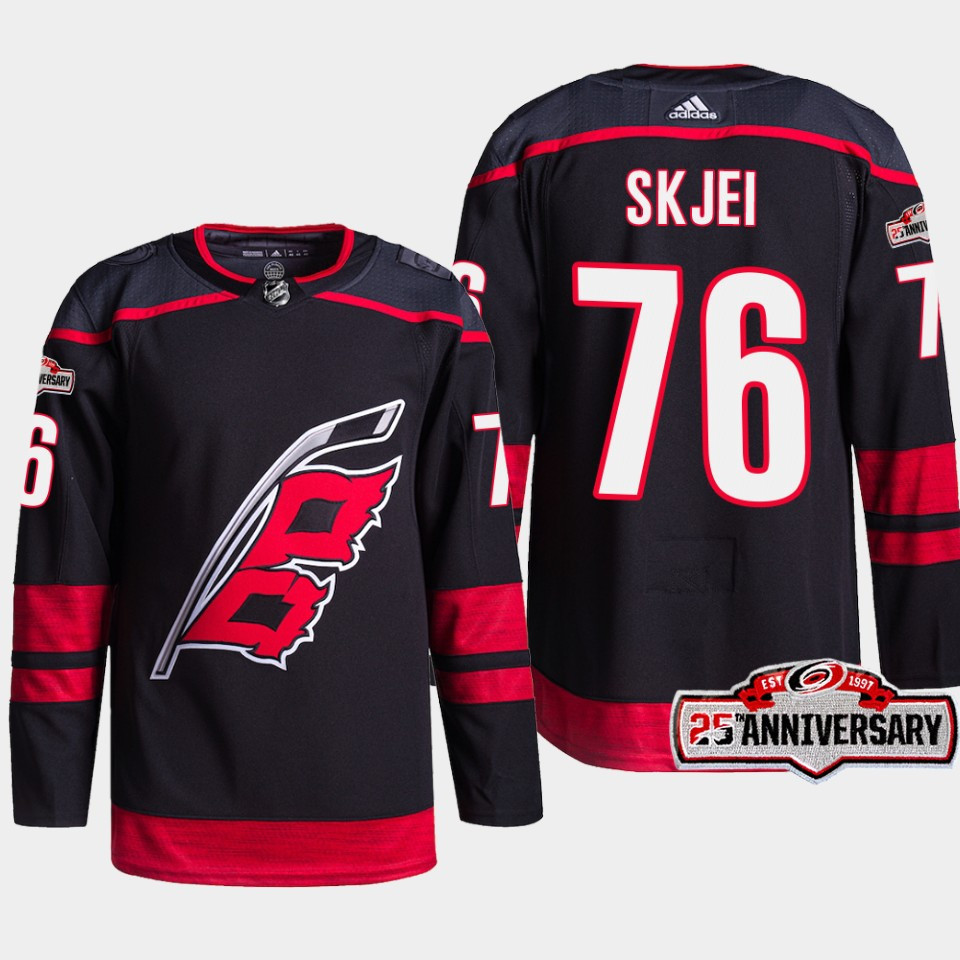 Carolina Hurricanes Brady Skjei 76 Black 25th Anniversary 2022-23 Home Stitched Jersey