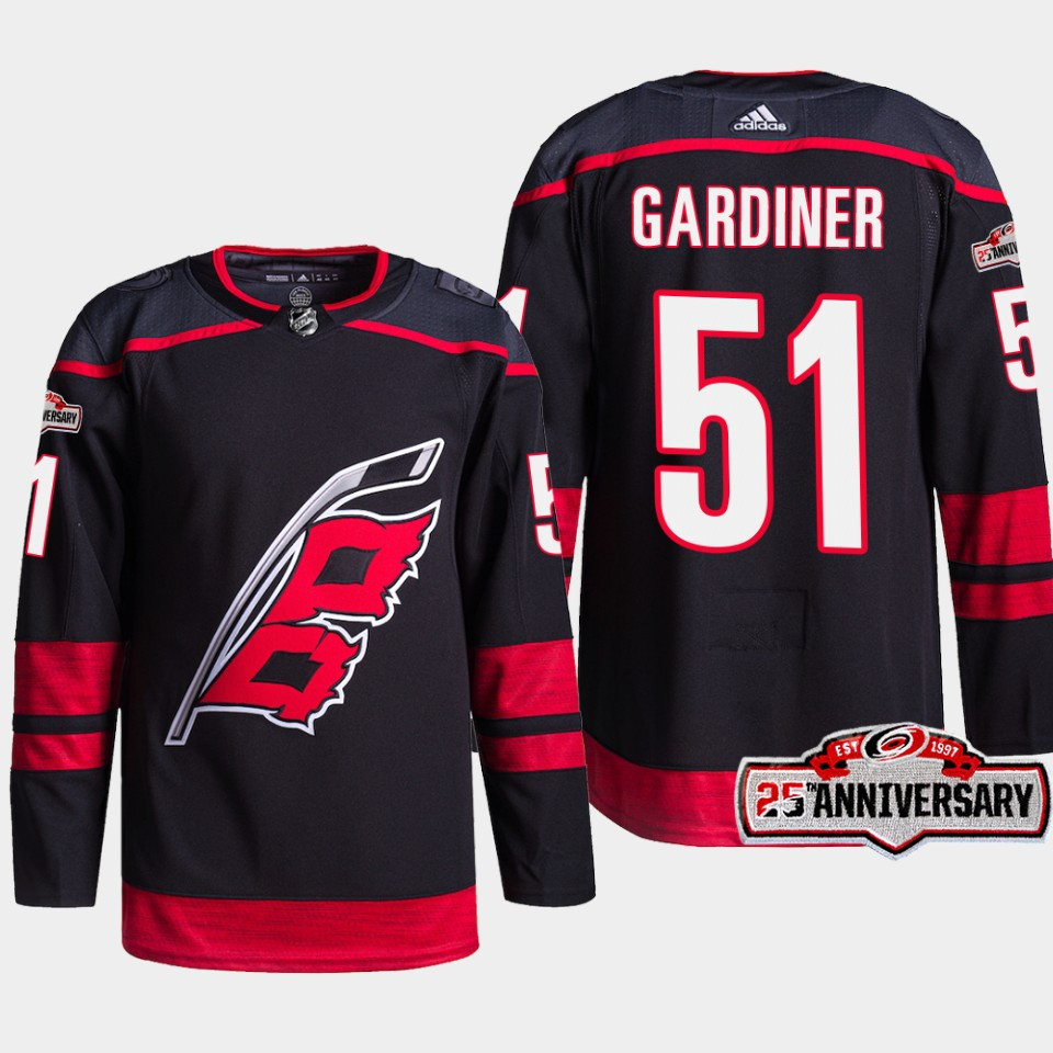 Carolina Hurricanes Jake Gardiner 51 Black 25th Anniversary 2022-23 Home Stitched Jersey