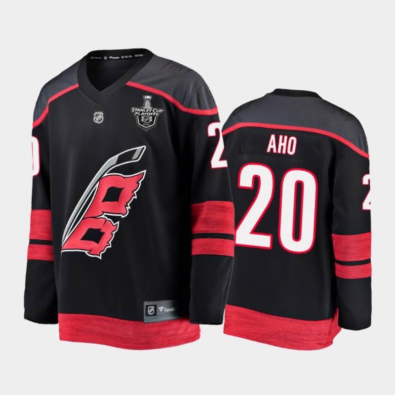Carolina Hurricanes Sebastian Aho #20 2020 Stanley Cup Playoffs Black Alternate Jersey