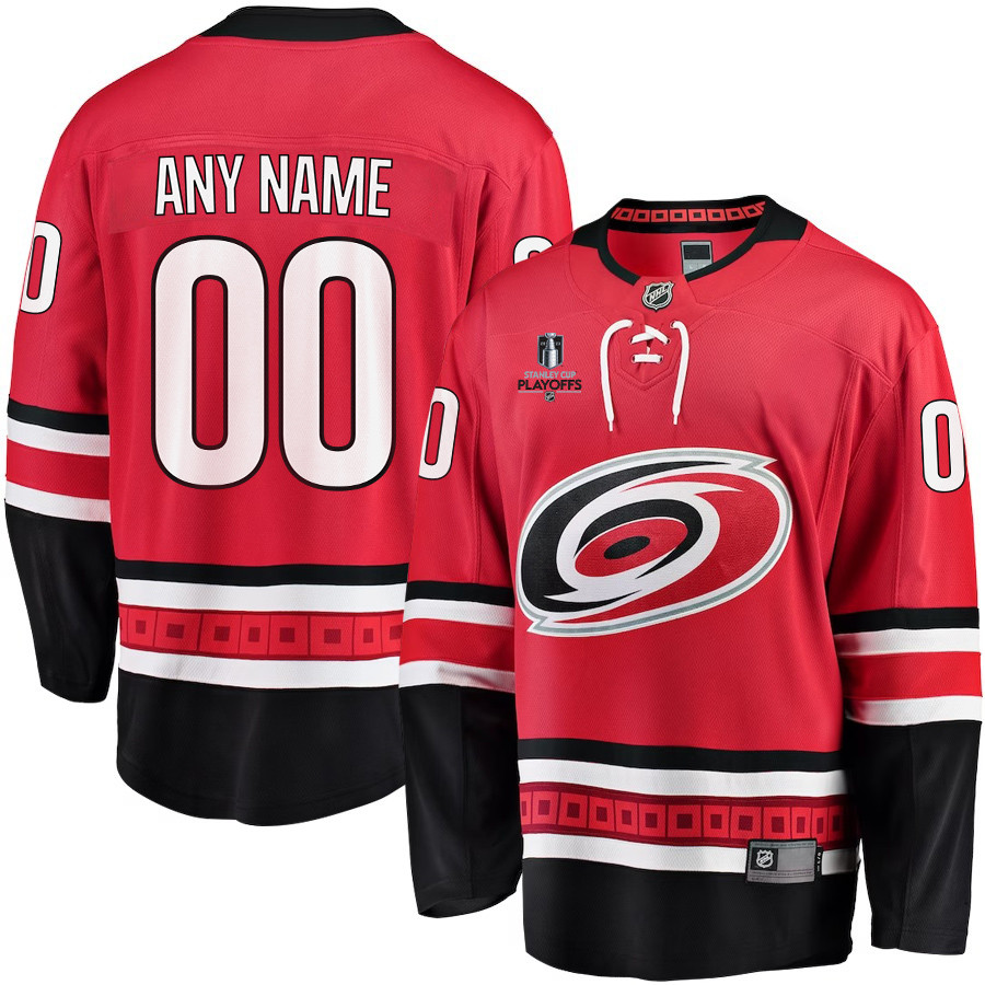 Carolina Hurricanes Stanley Cup 2023 Playoffs Patch Home Breakaway Custom Men Stitched Jersey – Red