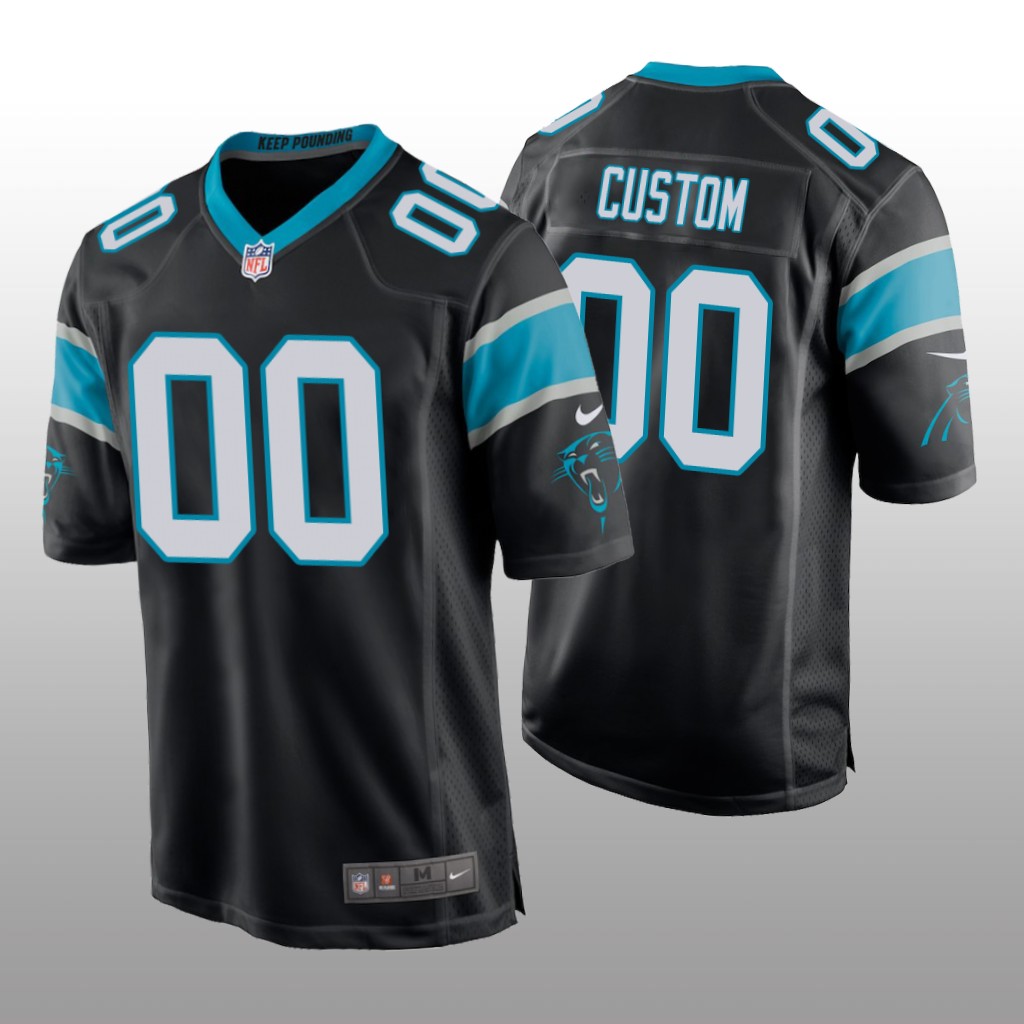 Carolina Panthers #00 Black Men's Custom Game Jersey