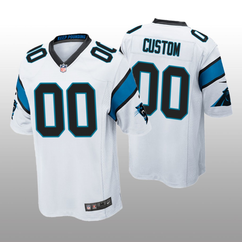 Carolina Panthers #00 White Men's Custom Game Jersey