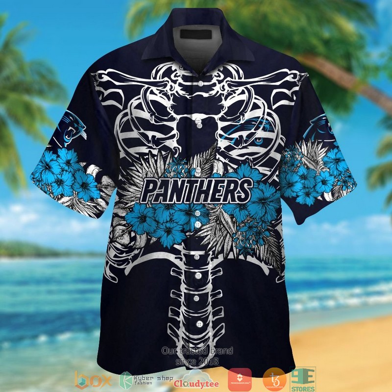 Carolina Panthers backbone hibiscus Hawaiian Shirt