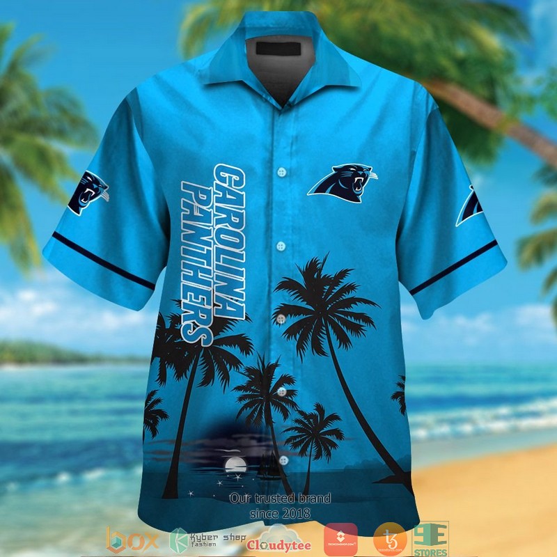 Carolina Panthers coconut island night moon Hawaiian Shirt