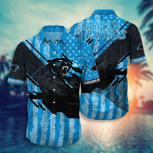Carolina Panthers Flag American Distressed Hawaiian Shirt
