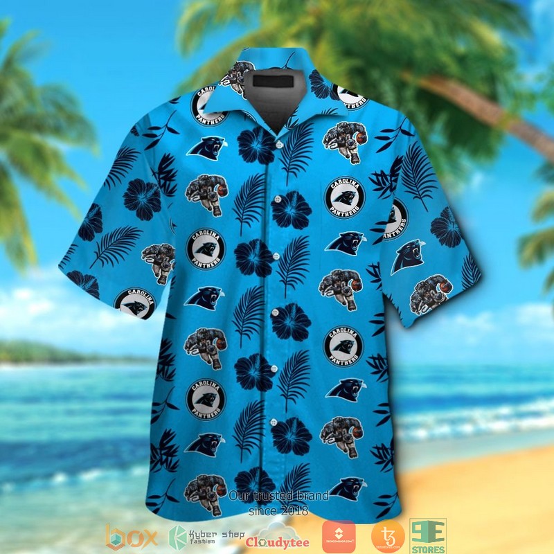 Carolina Panthers Leaf Hibiscus Pattern Hawaiian Shirt