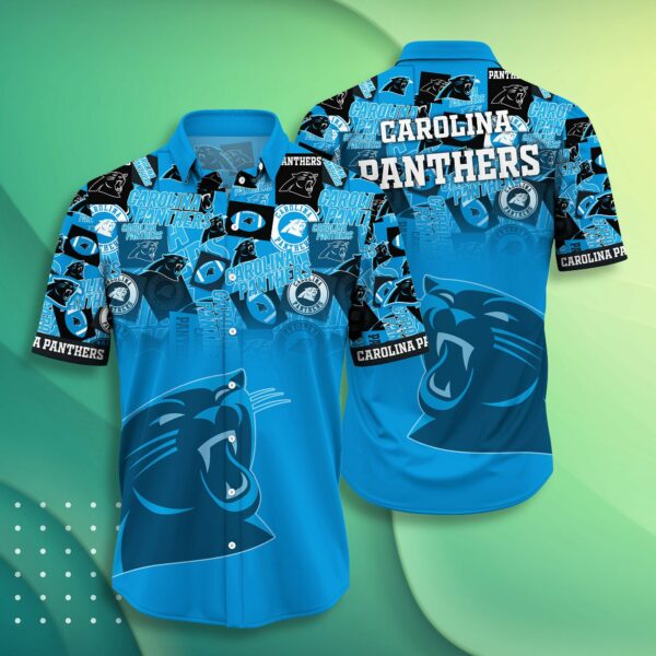 Carolina Panthers Logo and Ball Hawaiian Shirt