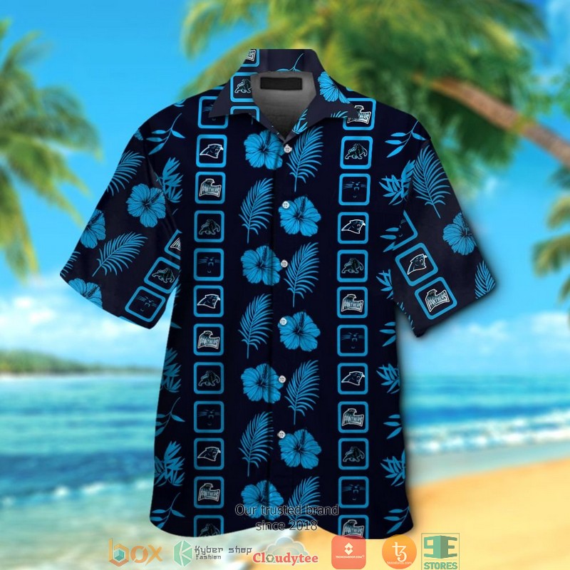 Carolina Panthers Navy Cyan blue Hawaiian Shirt
