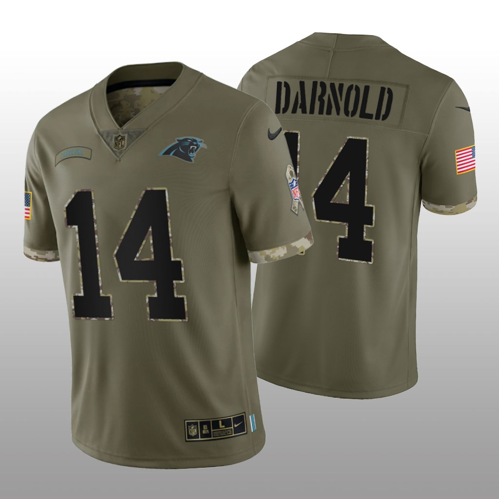 Carolina Panthers Sam Darnold Olive Limited Jersey 2022 Salute To Service - Men's