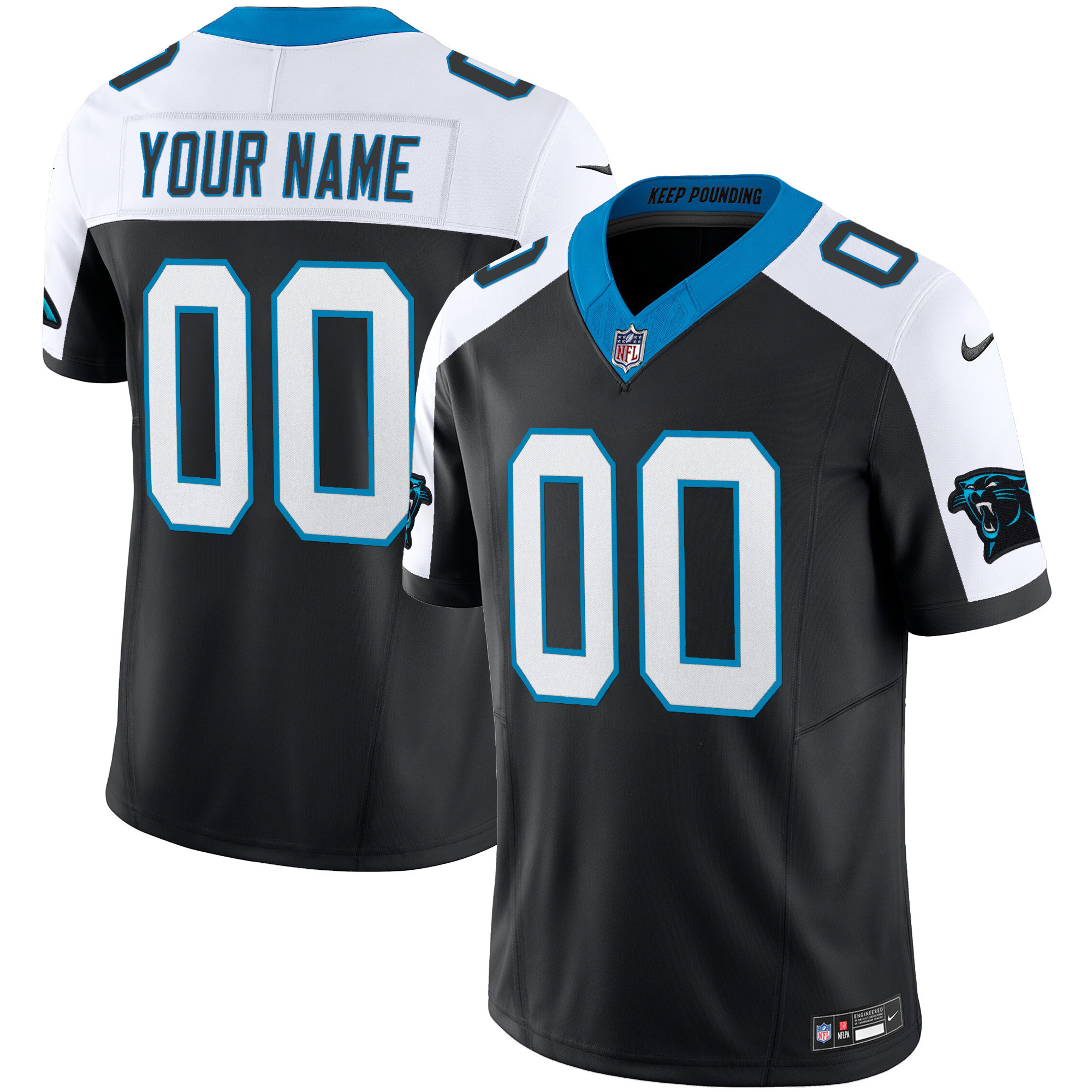 Carolina Panthers Vapor Limited Cusotm Black Alternate Jersey - All Stitched 